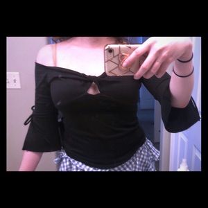 black off shoulder shirt